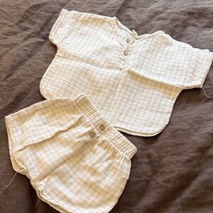 Cream Plaid Baby Outfit Set
